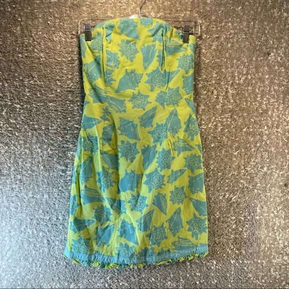 Lilly Pulitzer | Dresses | Lilly Pulitzer Size 2 Strapless Dress Green Blue  Fish Shells Crabs Vintage | Poshmark